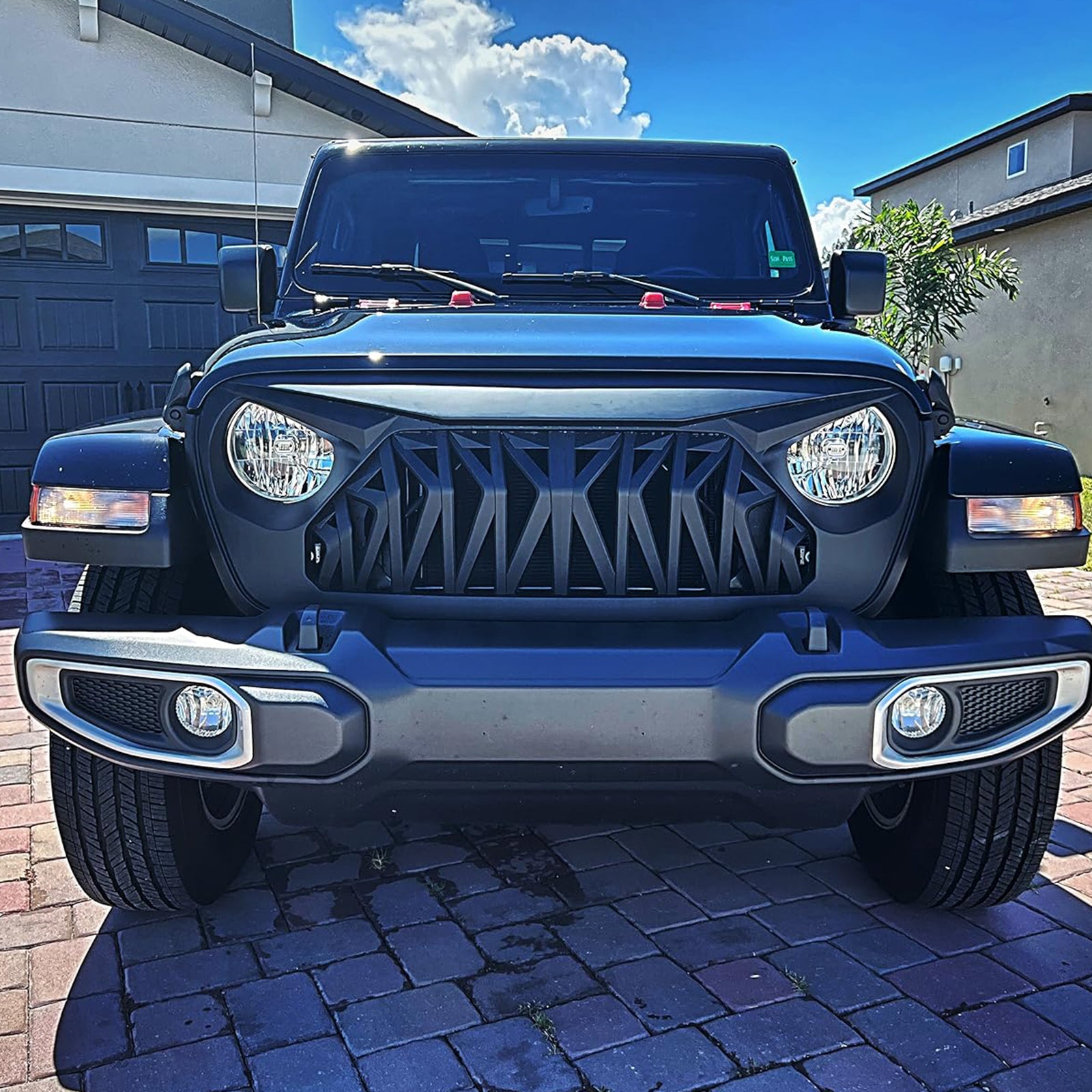 Mustang Series Aggressive Front Grille for 2018-2026 Jeep Wrangler JL JLU 4xe & Gladiator JT