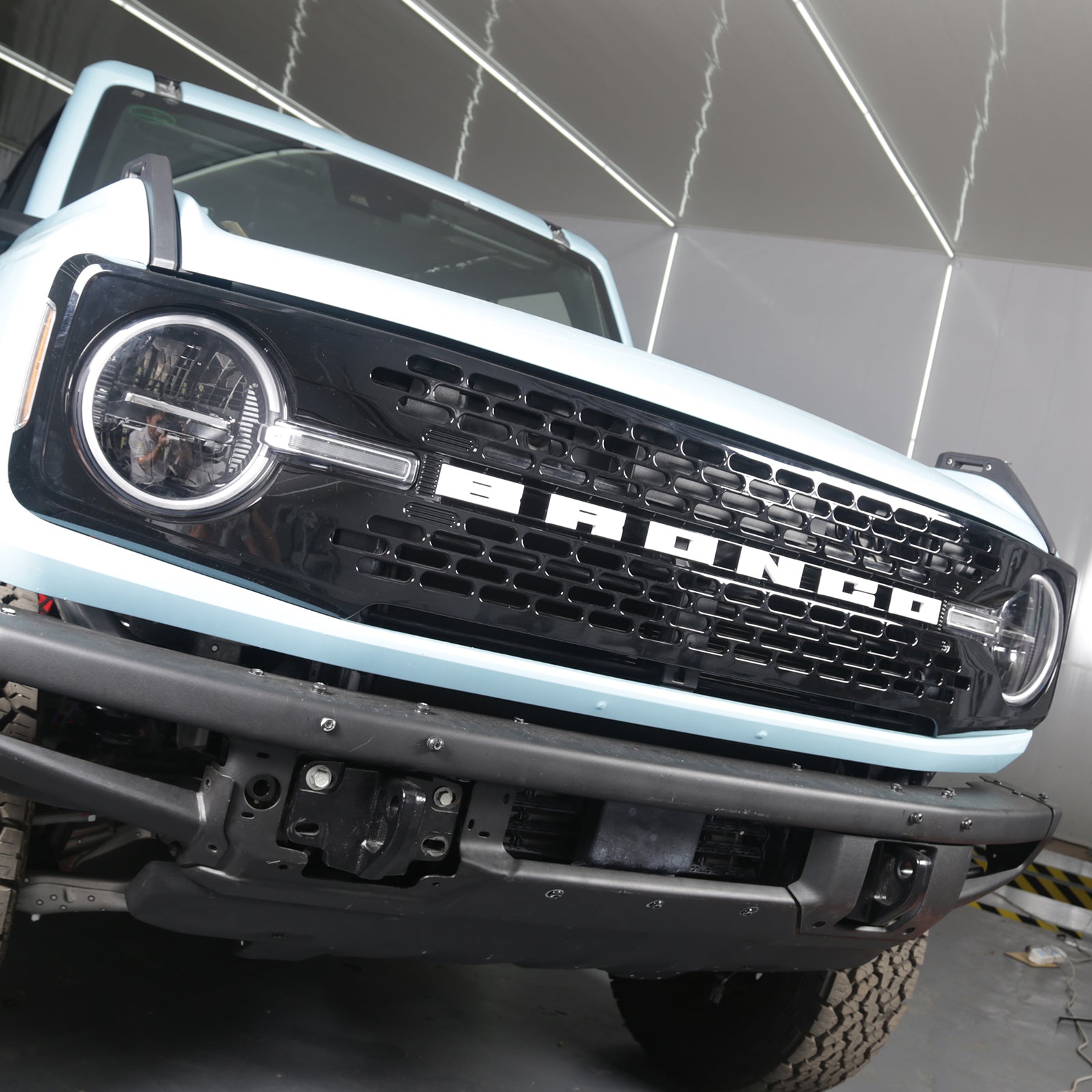 Ford Bronco Grille ABS Plastic White Black W/Letters and Camera Hole for 2021-2026 Ford Bronco