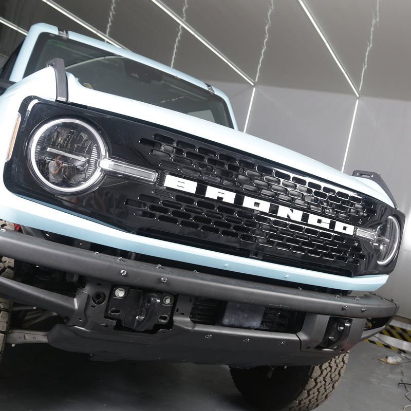 Ford Bronco Grille ABS Plastic White Black W/Letters and Camera Hole for 2021-2025 Ford Bronco