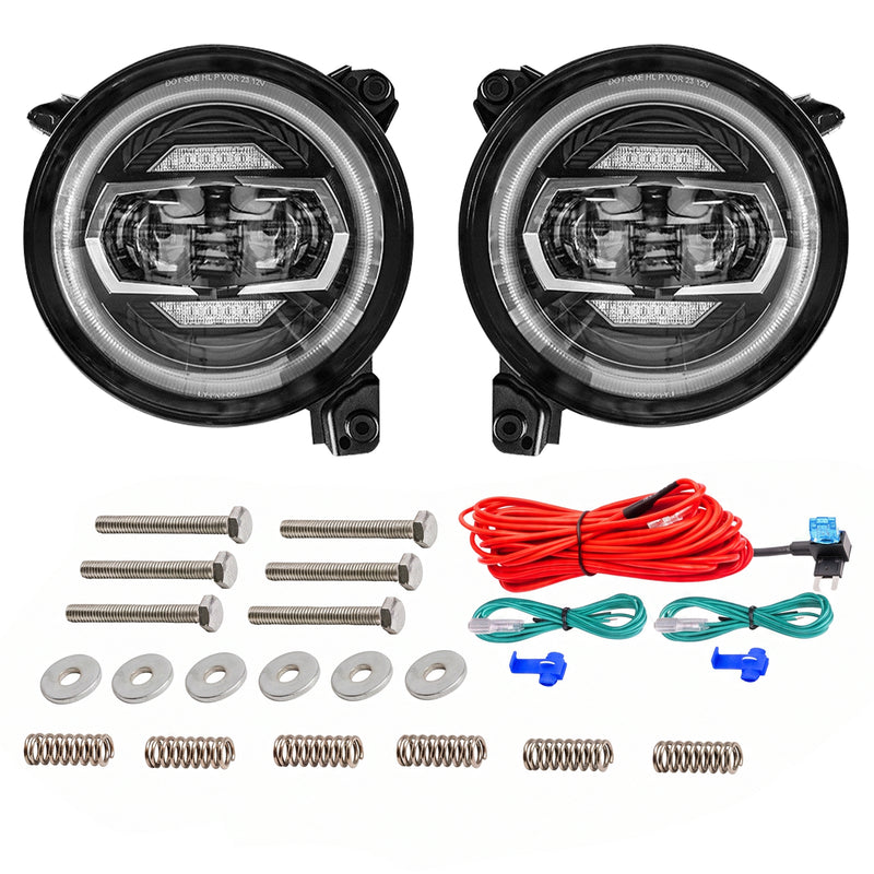 9-Inch LED Headlights with DRL & Turn Signals for 2018–2026 Jeep Wrangler JL JLU, 4xe & 2020–2026 Gladiator JT (Pair)