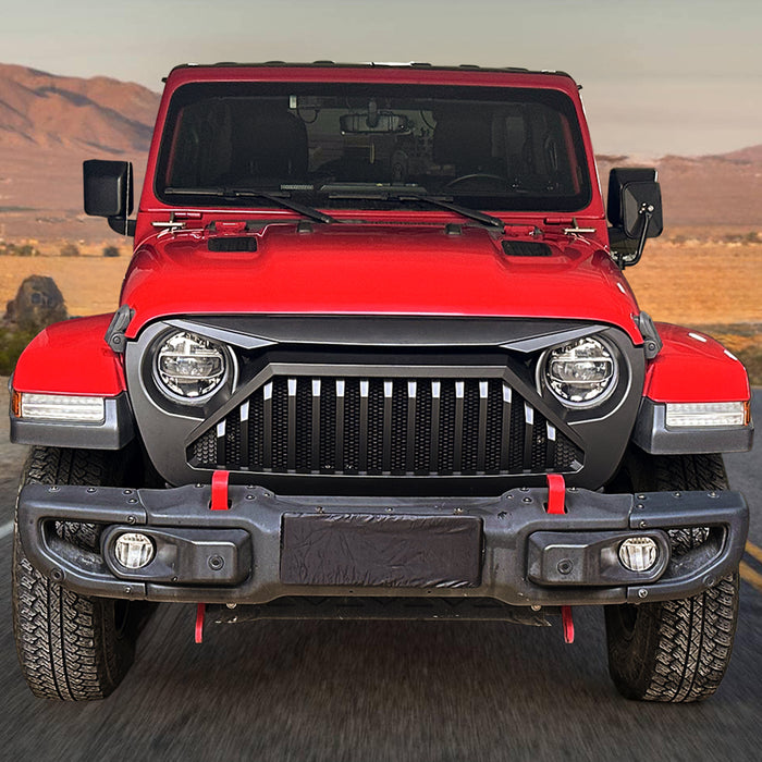 Jeep Grille Black Matte Black Paintable for 2018-2024 Jeep Wrangler JL/JLU &  2019-2024 Jeep Gladiator JT
