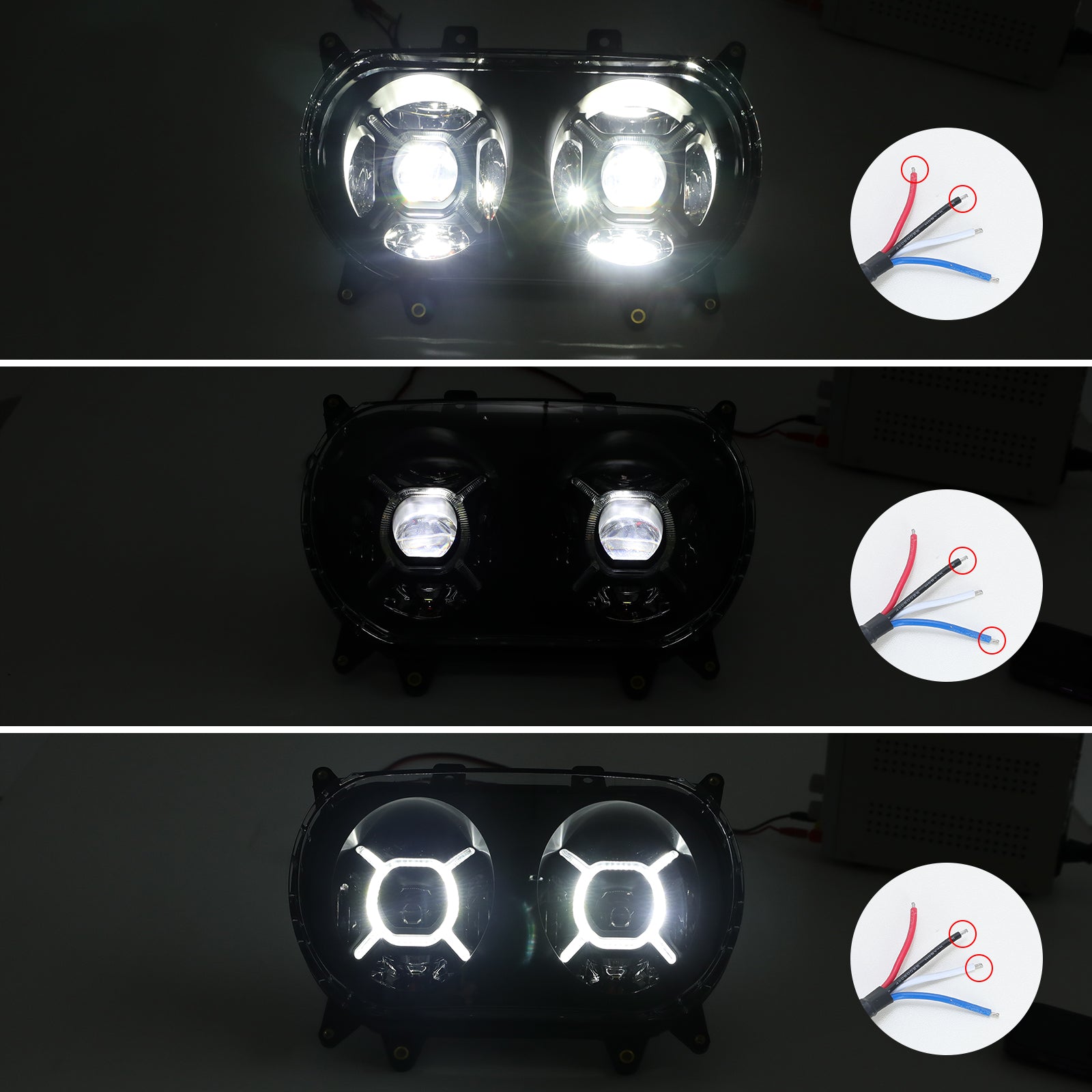 LED Headlight Assembly for Harley Road Glide 2015–2026 | Dual Projector Style Black Lens (Dual 5.75-Inspired Design)