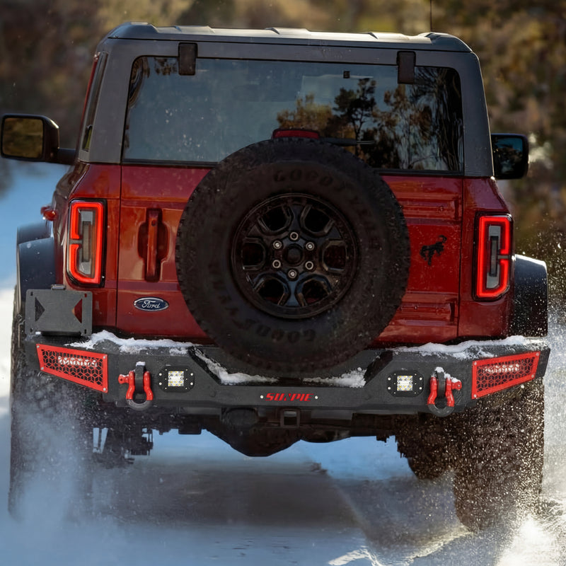 Ford Bronco Steel Front and Rear Bumpers Combo with Offroad Lights & D-rings &  Sensor Mounting Hole