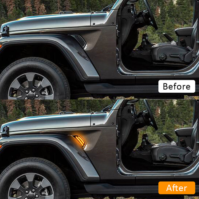 Sunpie LED Fender Side Marker Lights DRL Dynamic Turn Signal Compatible with 2018-2025 Jeep Wrangler 4xe JL JLU Jeep Gladiator JT