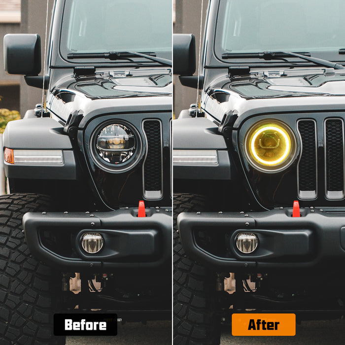 Sunpie 9 inch LED RGB Headlights for 2018-2024 Jeep Wrangler JL/JLU & Jeep Gladiator JT (2pcs/set)