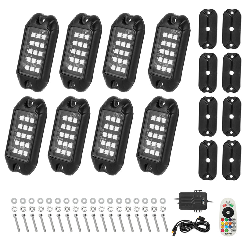 Rotating Series RGB LED Rock Lights Kit for Car | App-Controlled Off-Road Underglow