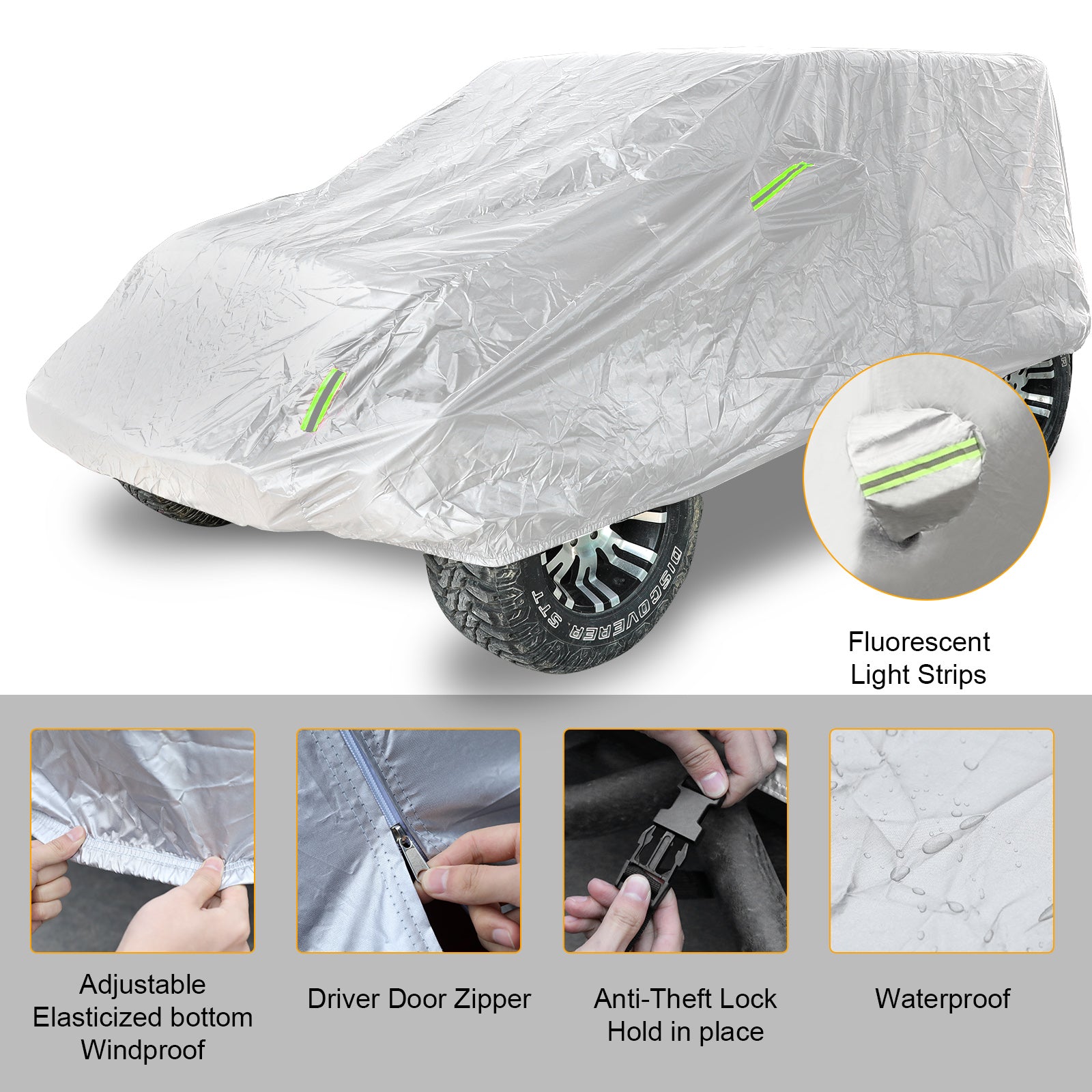 All-Weather Waterproof 4-Door Car Cover for Jeep Wrangler JKU, JLU & 4xe 4-Door (2007-Present)