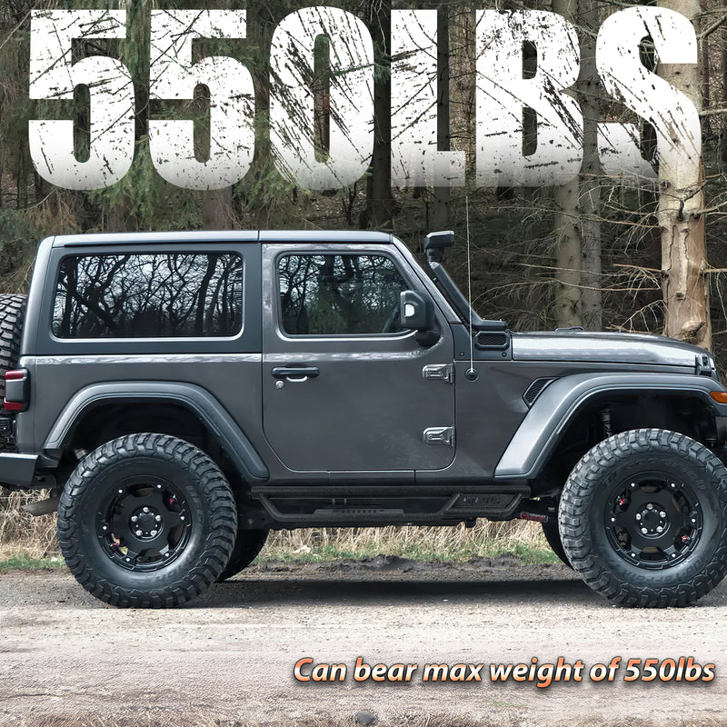 Entry-Level Carbon Steel Running Boards Side Steps for 2018-2026 Jeep Wrangler JL 2-Door