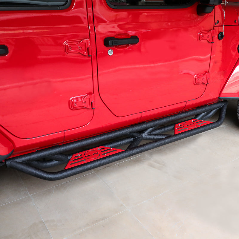 2018-2025 Jeep Wrangler 4xe JLU 4 Door Black Stainless Steel Running Boards & Step Bars