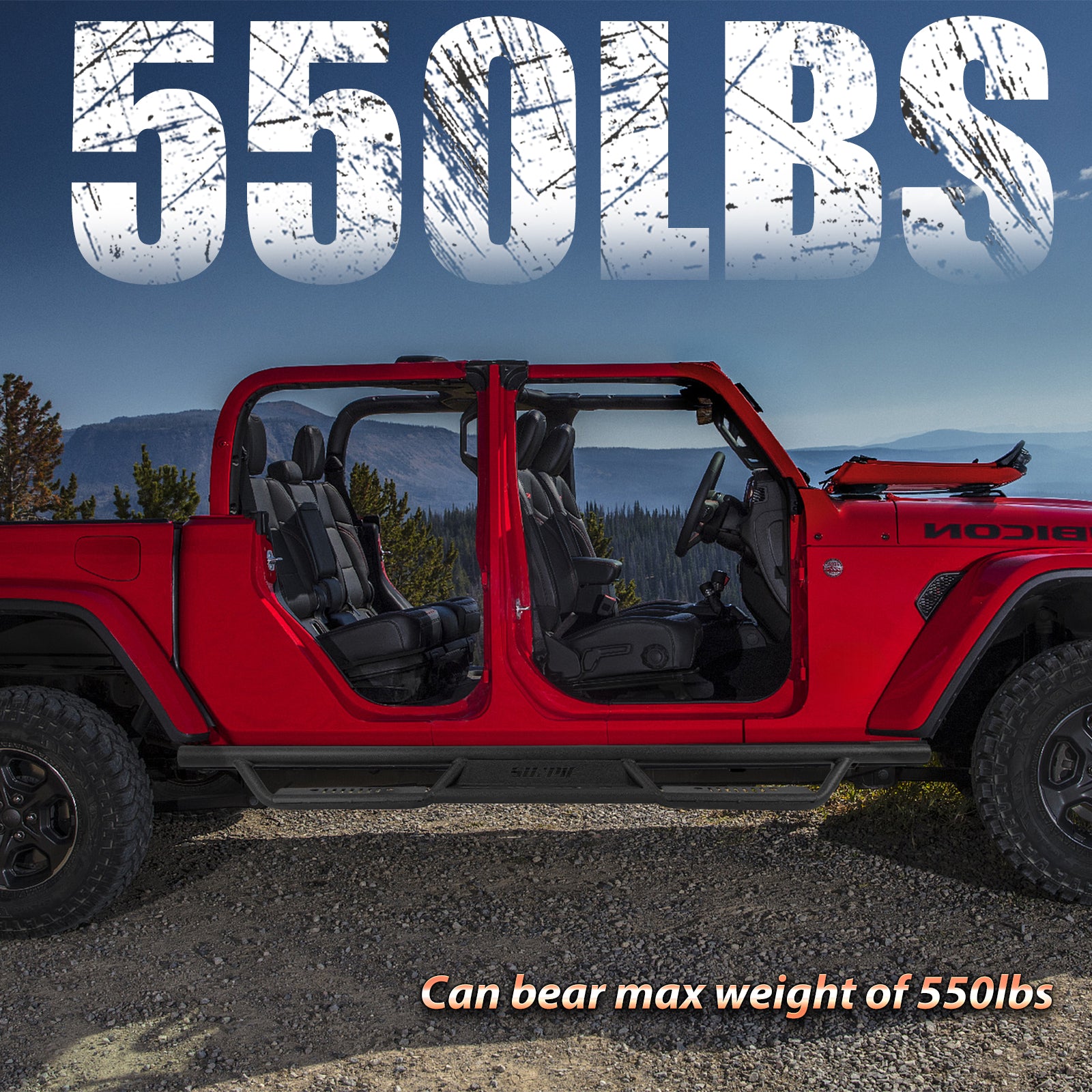 Entry-Level Running Boards for 2019-2026 Jeep Gladiator JT, Bolt-On Side Steps Nerf Bars
