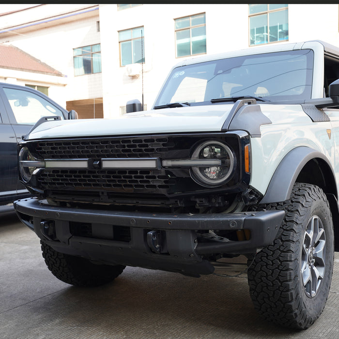 Ford Bronco Gloss Black ABS Grille with Letters and Long Grille Light