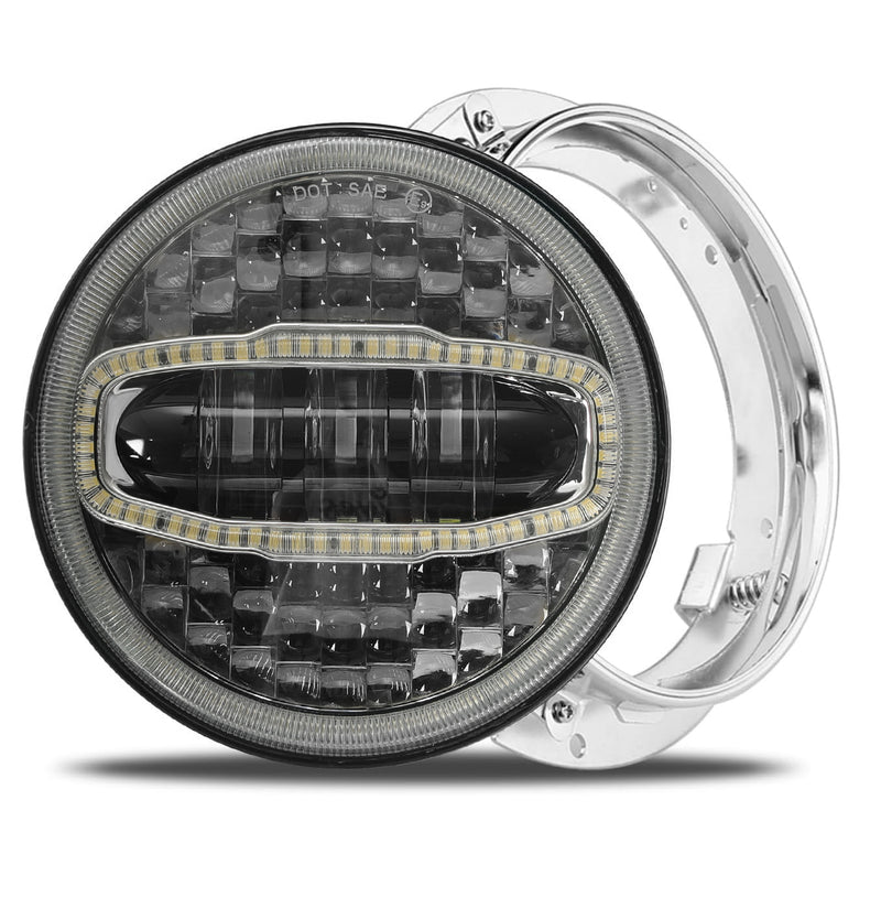 7-Inch 5D Lens LED Headlight Kit with DRL, Mounting Bracket & Wiring Adapters for Harley, Indian & Yamaha
