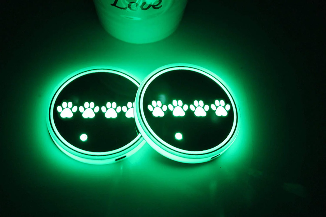 Sunpie Car RGB LED Cup Holder Mats Lights for Jeep Wrangler JK JKU Accessories Interior Decoration Atmosphere Lamp Coaster (2pcs/set)