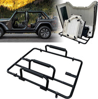 SUNPIE Upgraded Sliding Hard Top Carrier Freedom Panel Storage Rack Compatible with Jeep Wrangler 1987-2023 YJ TJ JK JKU JL JLU  Movable Cart with Suction Cup to Fix Rear Window