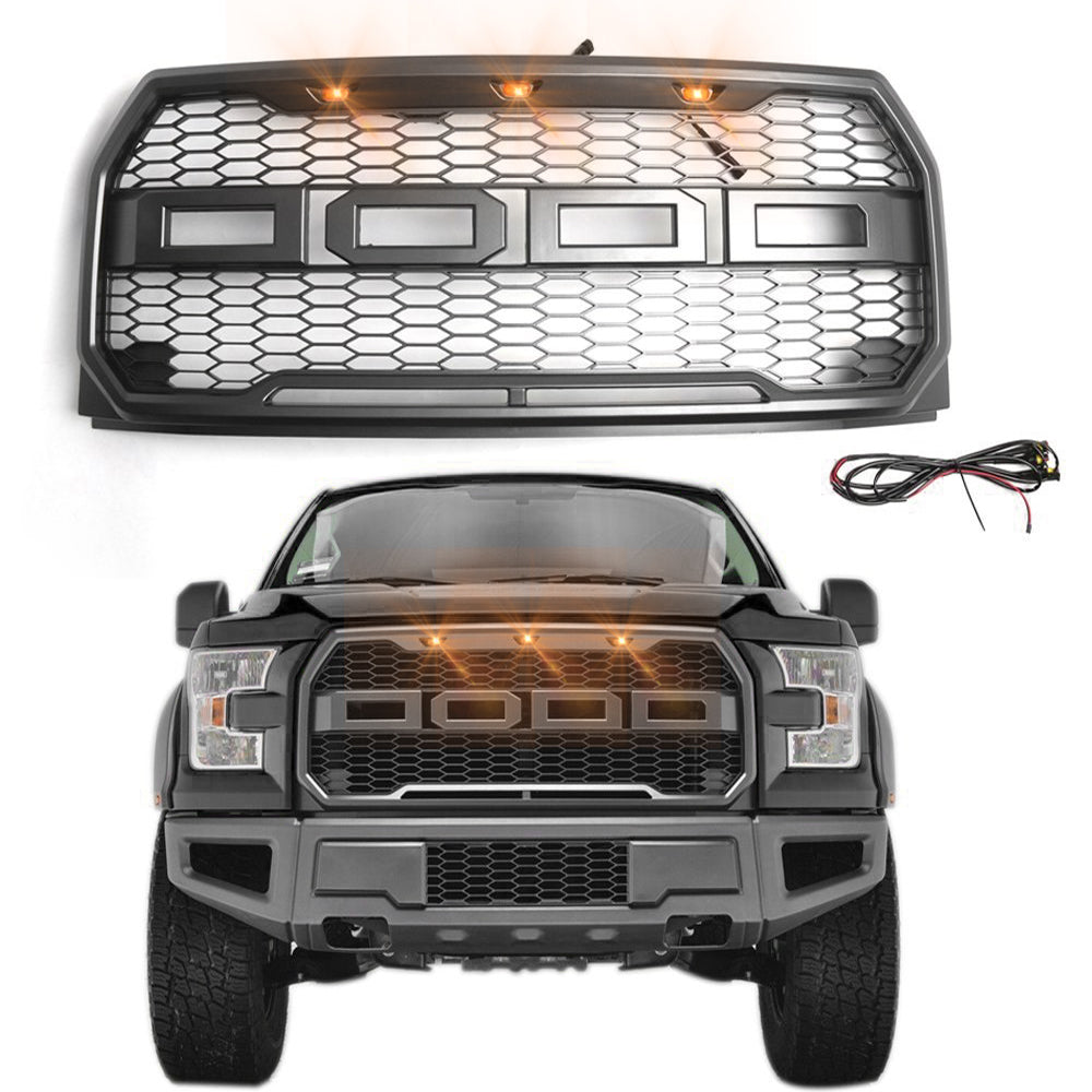 thumbnail image 2 of Set Of 3 Amber LED Triangle Lights For Ford F150 Raptor Style Grille (ITAMLFD01) 2 of 6