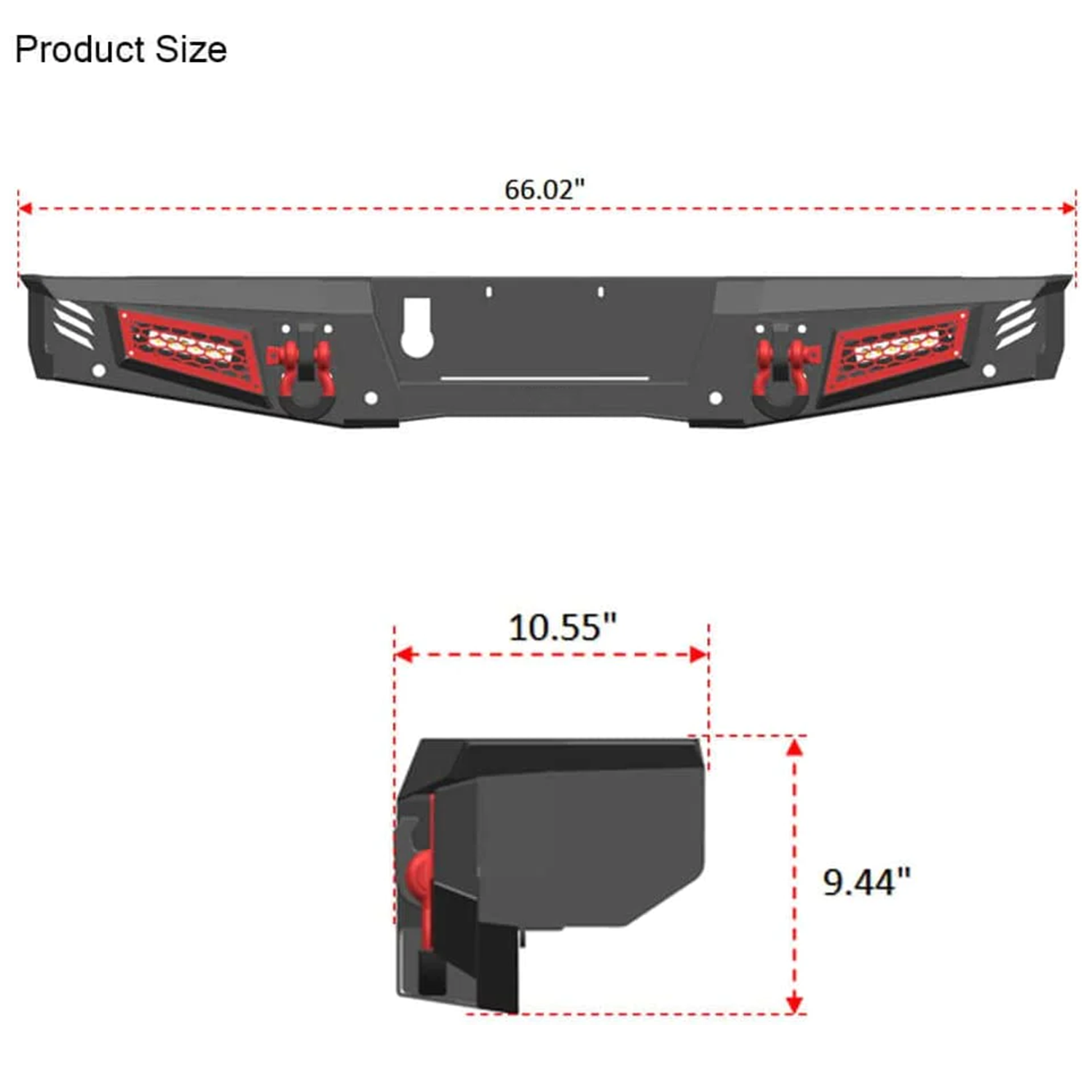 Jeep Steel Rear Bumpers with LED Lights for 2019-2026 Jeep Gladiator JT