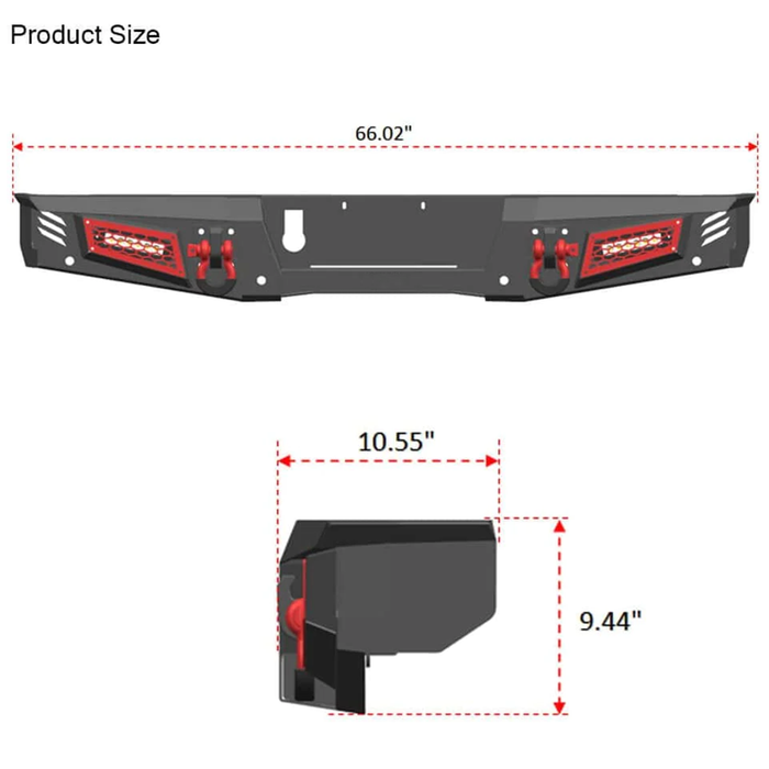 2019-Later Jeep Gladiator JT Front & Rear Bumpers Texture Black with Winch Plate & 7 LED Lights & 4 D-Ring