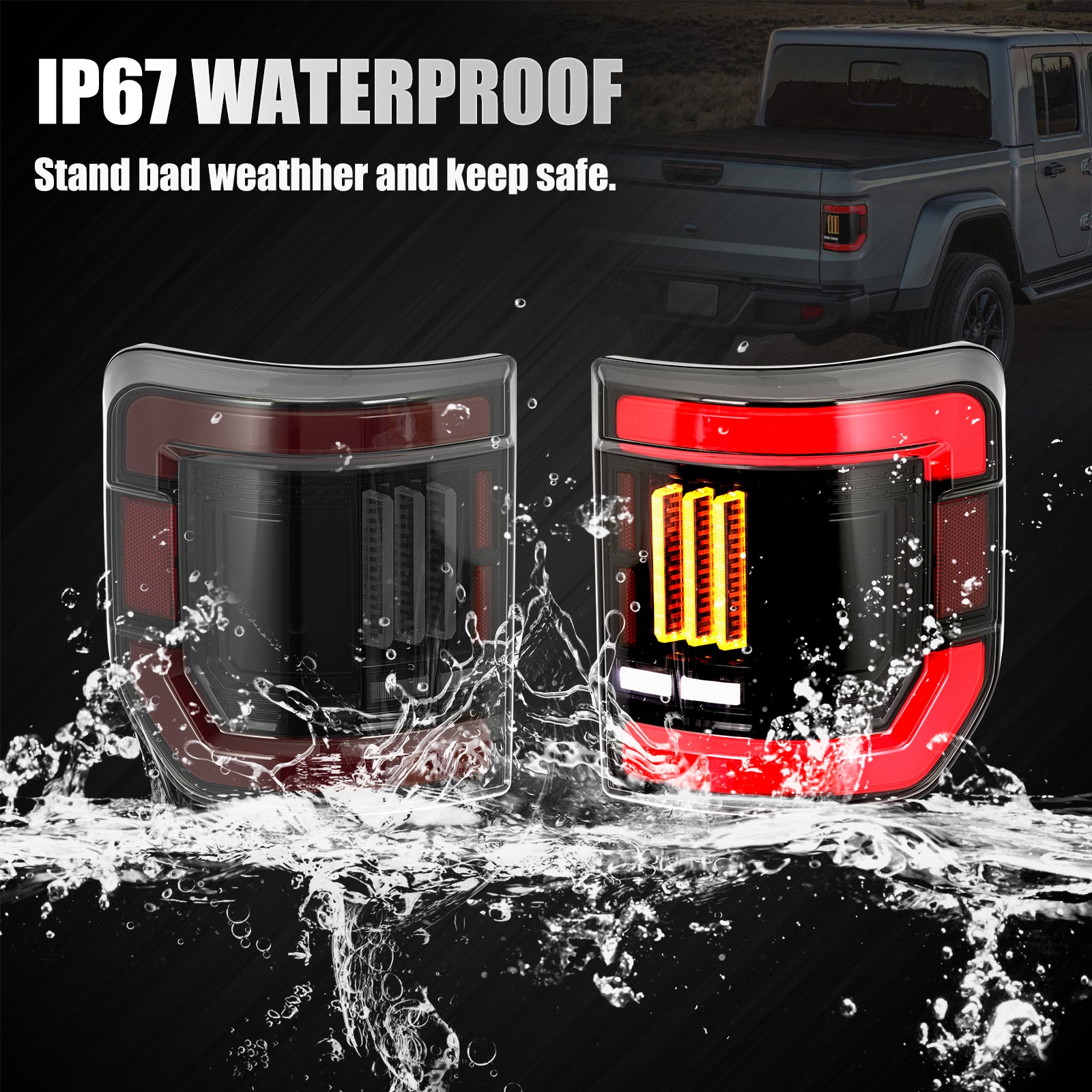 LED Tail Lights with Blind Spot Sensor Compatibility for 2019-2026 Jeep Gladiator JT (2pcs/set)
