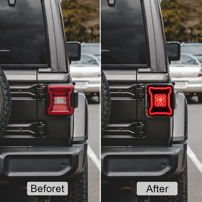 Matrix Sequential LED Tail Lights for 2018-2025 Jeep Wrangler 4xe JL/JLU (2pcs/set)