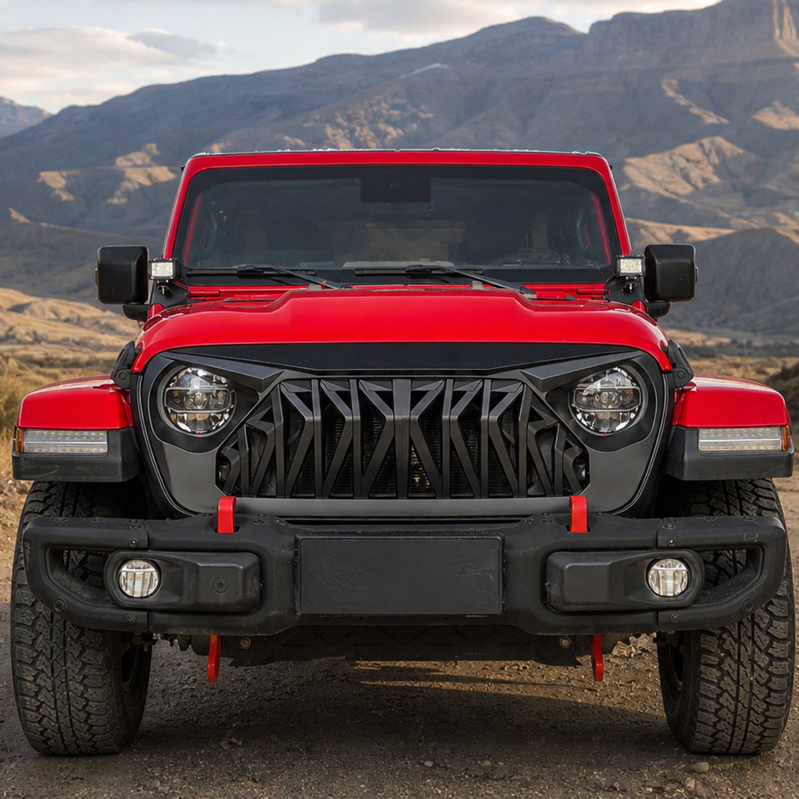 Mustang Series Aggressive Front Grille for 2018-2026 Jeep Wrangler JL JLU 4xe & Gladiator JT