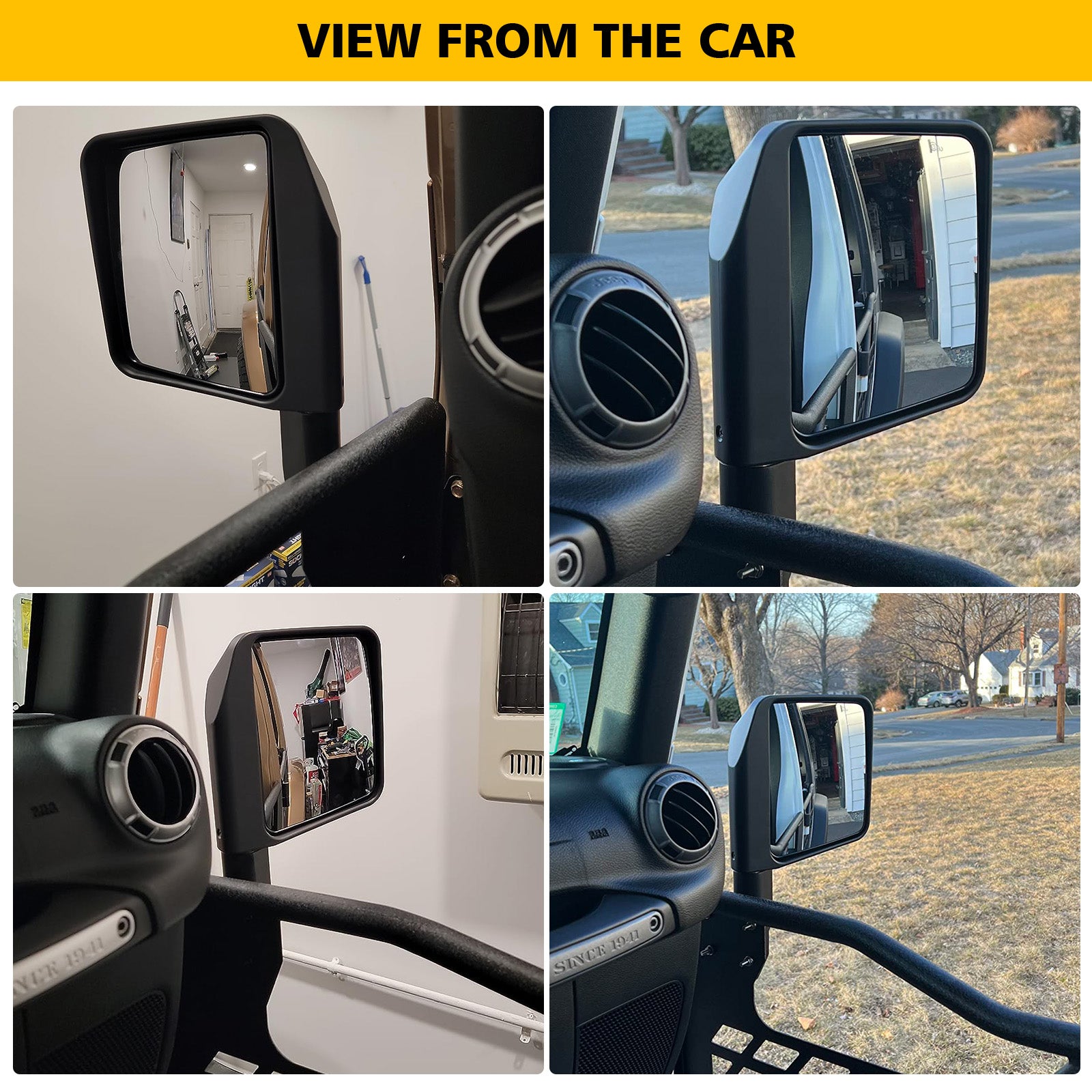 [1987-2026 Universal] 4-Bolt Half-Door Rearview Mirrors Pair for Jeep Wrangler YJ TJ LJ JK JL 4xe Gladiator JT