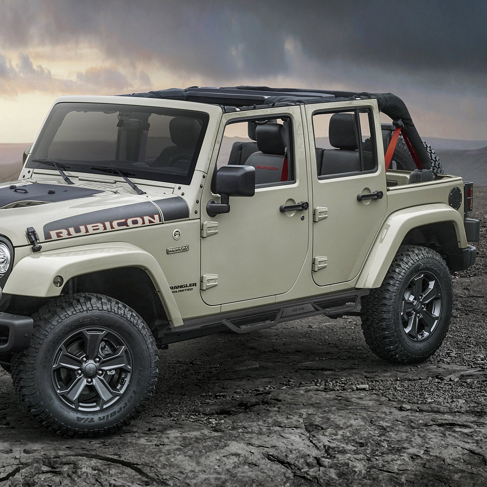 Entry-Level Textured Black Running Boards for 2007-2018 Jeep Wrangler JKU 4-Door