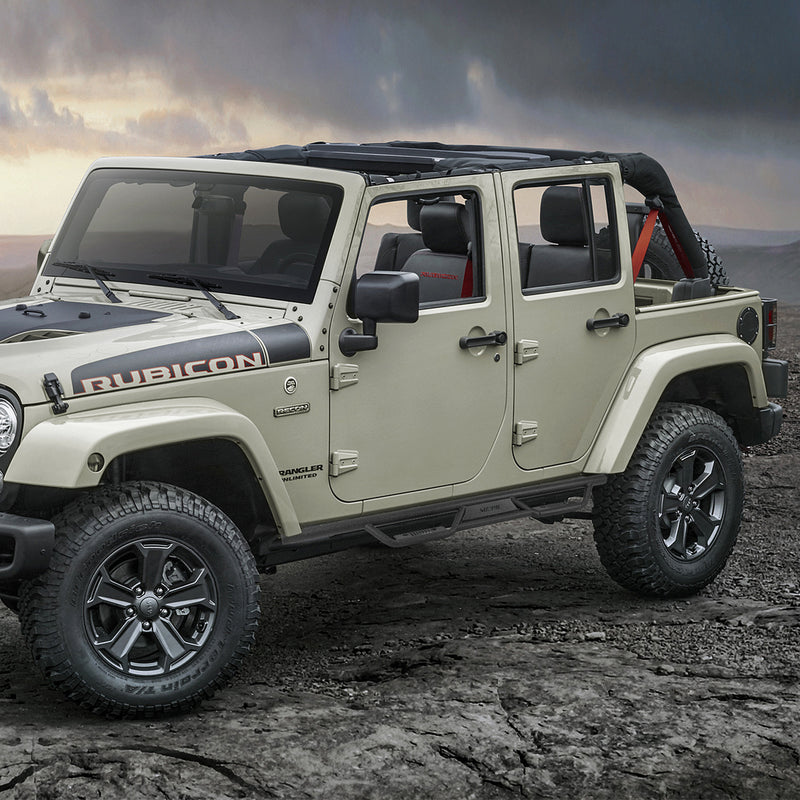 Entry-Level Textured Black Running Boards for 2007-2018 Jeep Wrangler JKU 4-Door