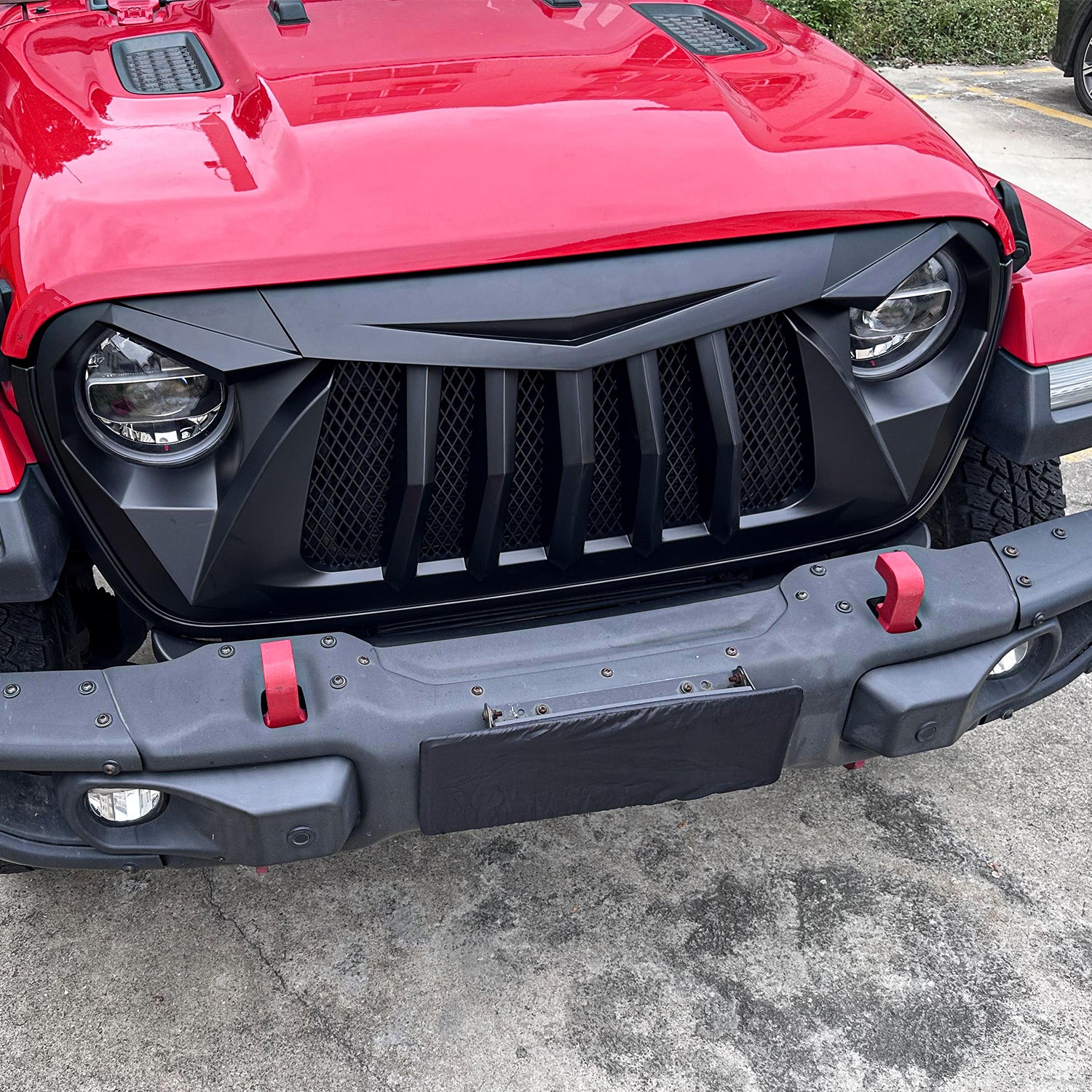 Jeep Grille (Bird of Prey) ABS Matte Black Mesh Grille for 2018-2026 Jeep Wrangler JL/JLU 4XE & Jeep Gladiator JT