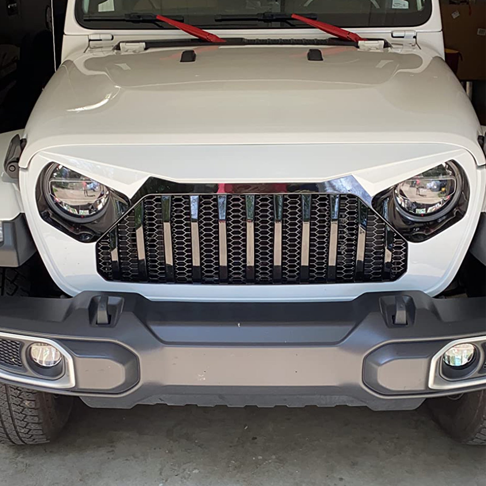 Jeep Grille Black Matte Black Paintable for 2018-2026 Jeep Wrangler JL/JLU 4XE & 2019-2026 Jeep Gladiator JT