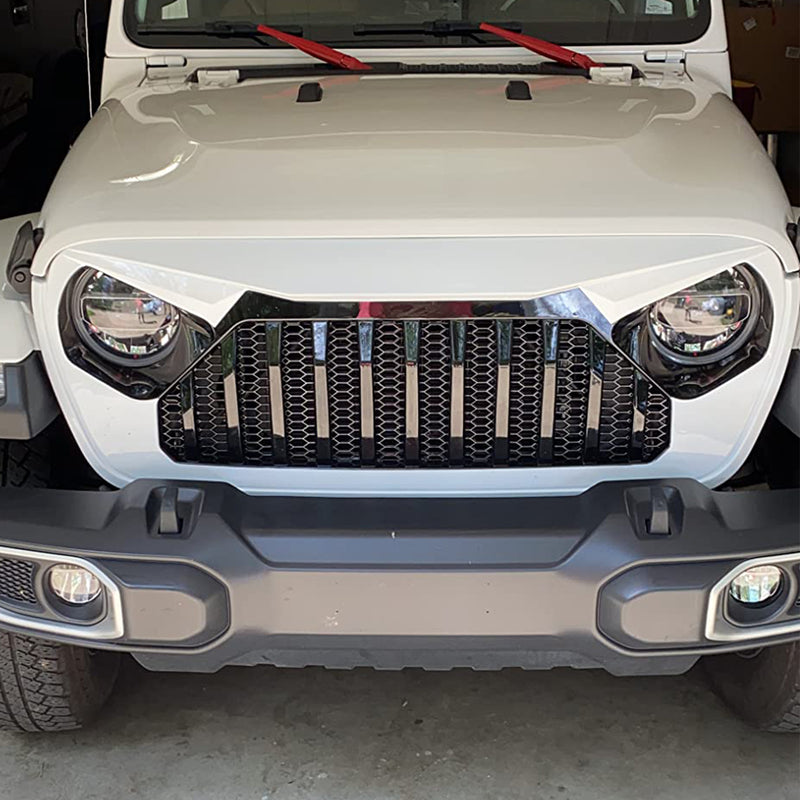 Jeep Grille Black Matte Black Paintable for 2018-2026 Jeep Wrangler JL/JLU 4XE & 2019-2026 Jeep Gladiator JT