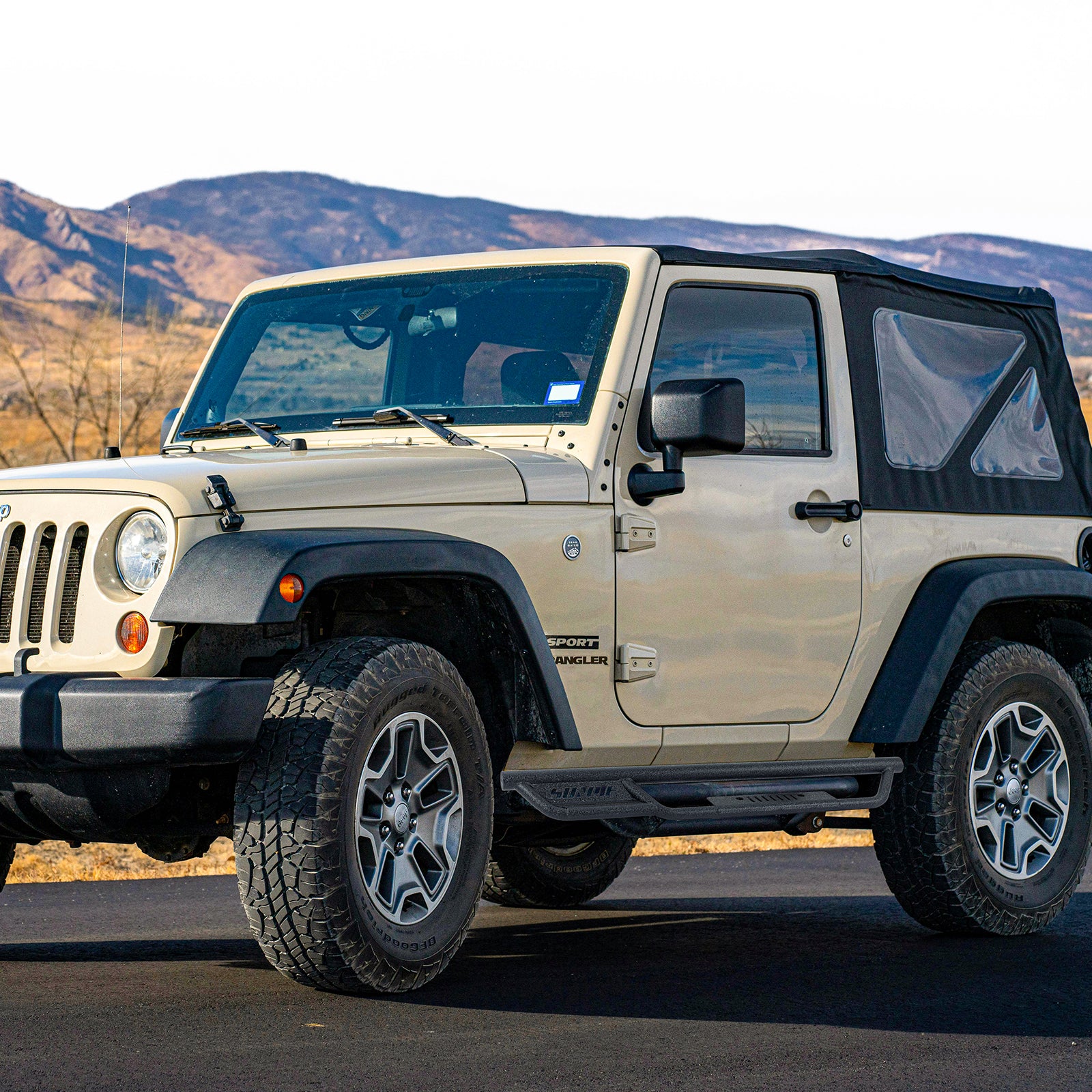 Entry-Level Running Boards Side Step Bars for 2007-2018 Jeep Wrangler JK  2 Door, Bolt-On Nerf Bars