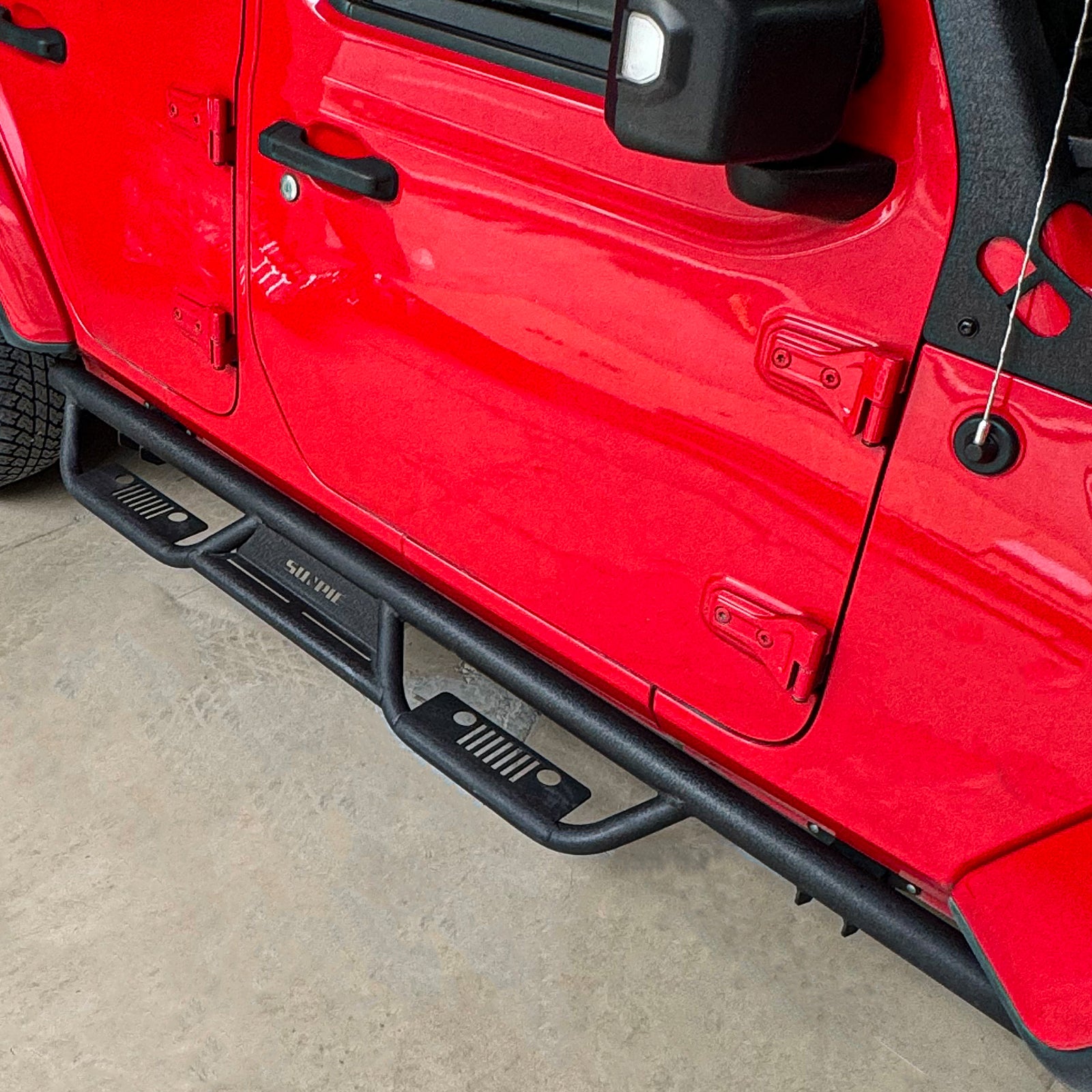 Entry-Level Running Boards Side Step Bars for Jeep Wrangler JLU/4XE 2018-2026 4 Door, Bolt-On Nerf Bars