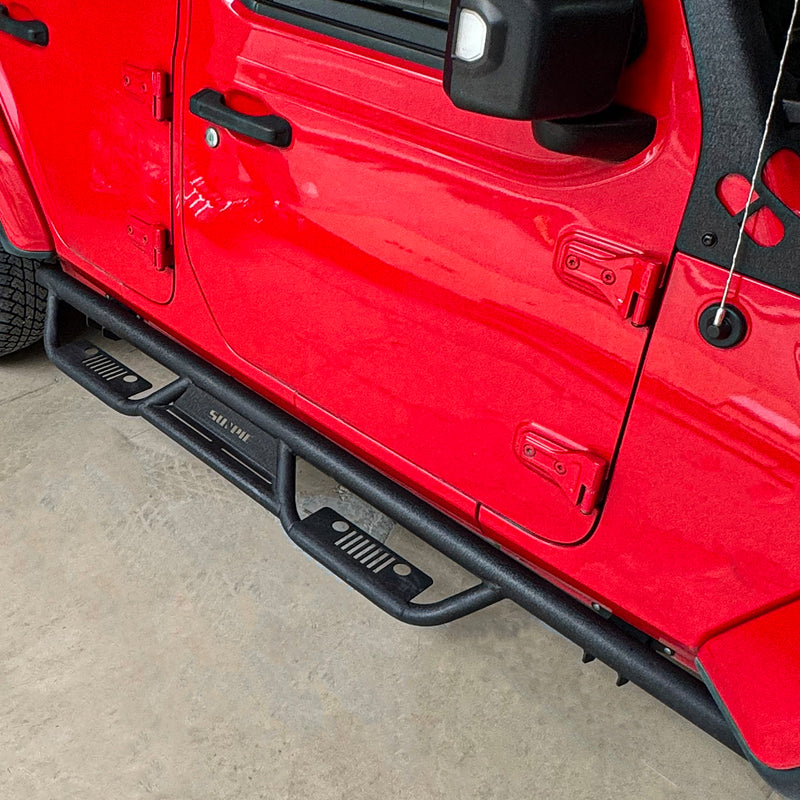 Entry-Level Running Boards Side Step Bars for Jeep Wrangler JLU/4XE 2018-2026 4 Door, Bolt-On Nerf Bars
