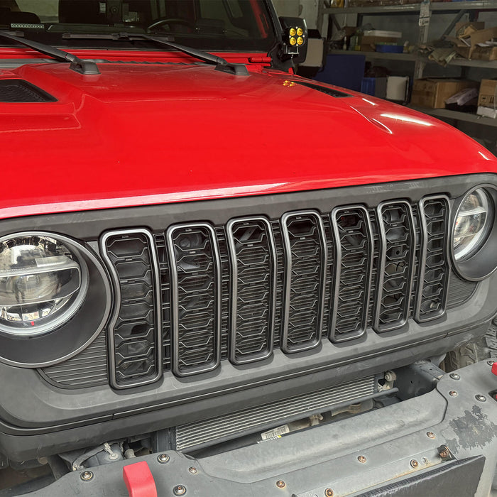 ABS Black & Silver Splicing Front Grille for 2018+ Jeep Wrangler JL JLU 4xe & Jeep Gladiator