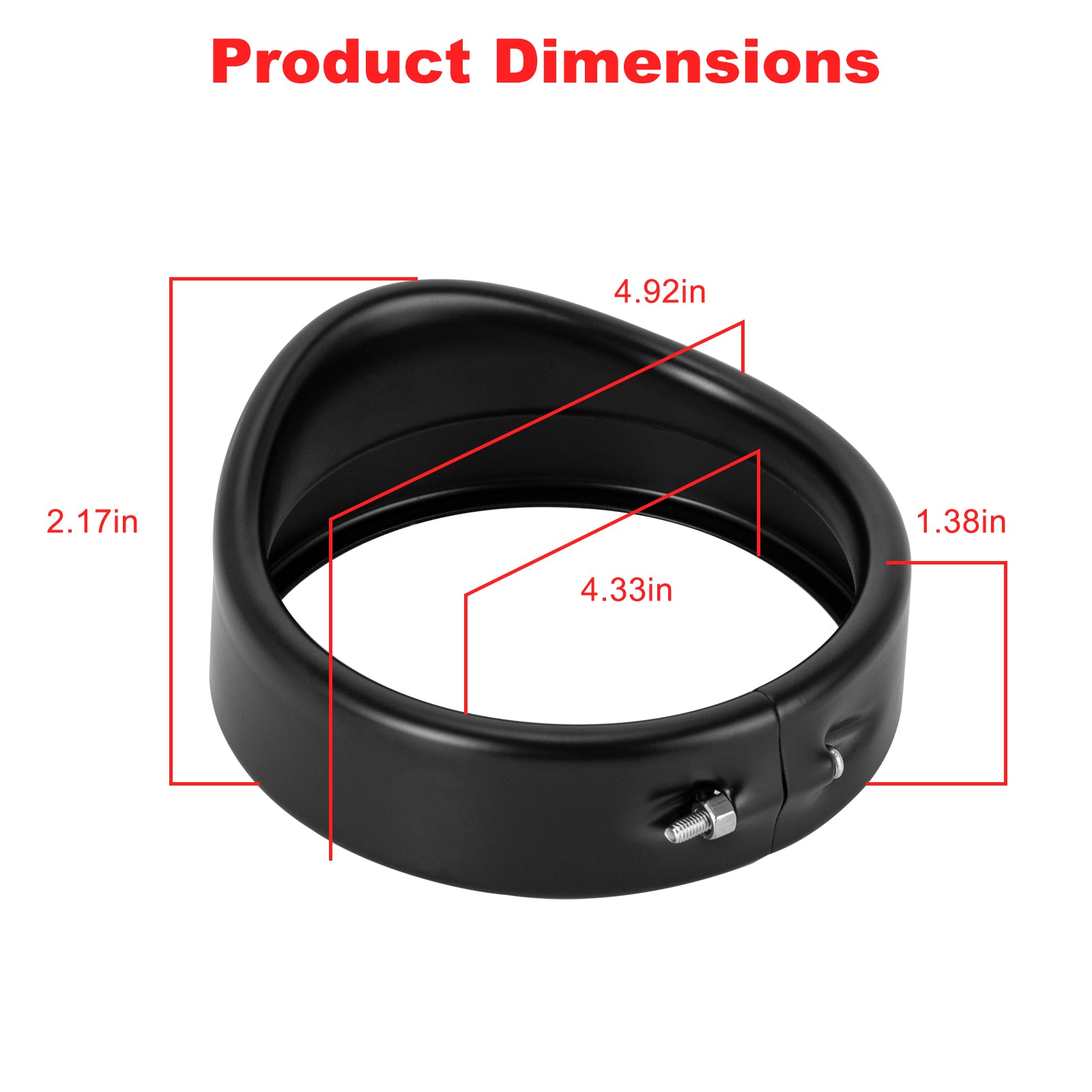 4.5" Auxiliary Passing Light Trim Ring Bezel for Harley-Davidson Touring Models (2PCS) showing product dimensions.