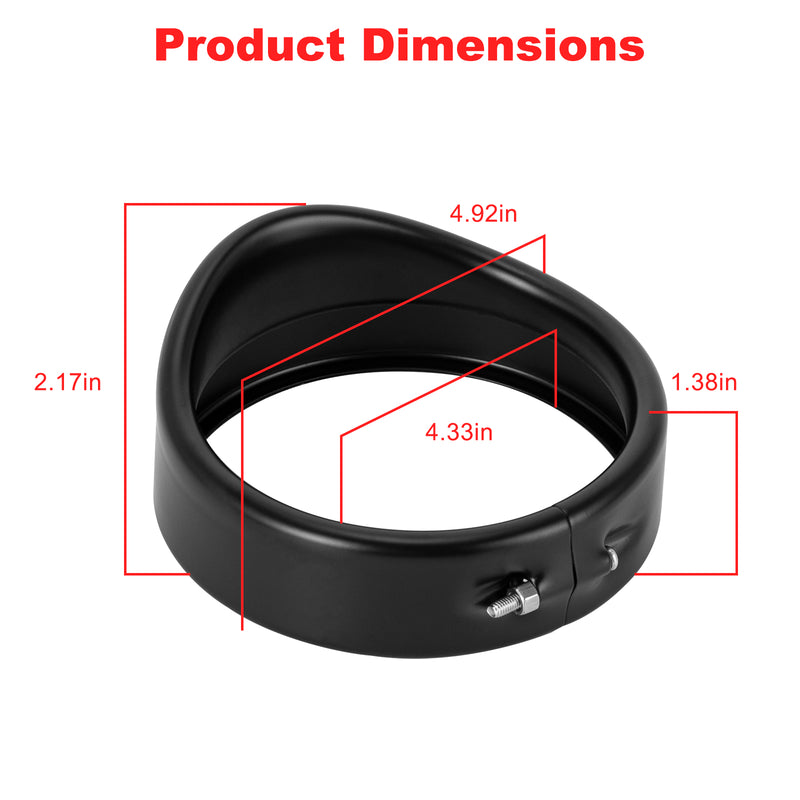 HCMOTORKU 4.5" Auxiliary Passing LED Headlight Trim Ring Visor For Harley Softail Models