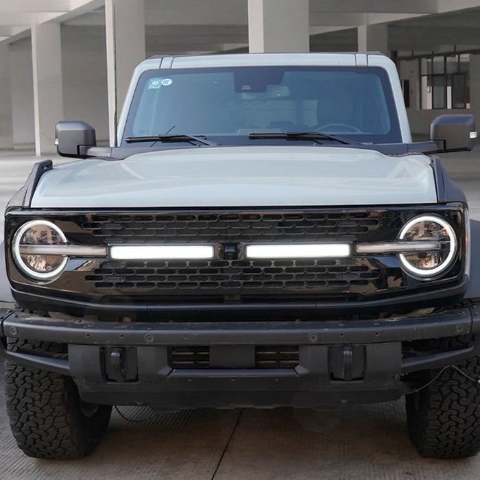 Ford Bronco Gloss Black ABS Grille with Letters and Long Grille Light