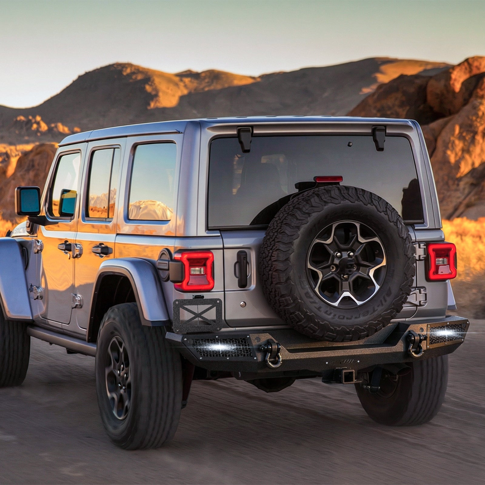 '18-'26 Jeep Wrangler JL JLU 4XE Rear Bumper with 2" Hitch Receiver & LED Lights (6 Colors Available)