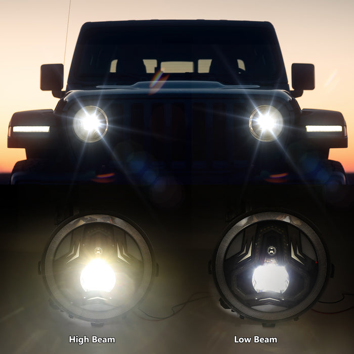 9"Headlights with DRL & Turn Signal for 2018+ Later Jeep Wrangler 4xe JL/JLU Jeep Gladiator JT (2Pcs/Set)