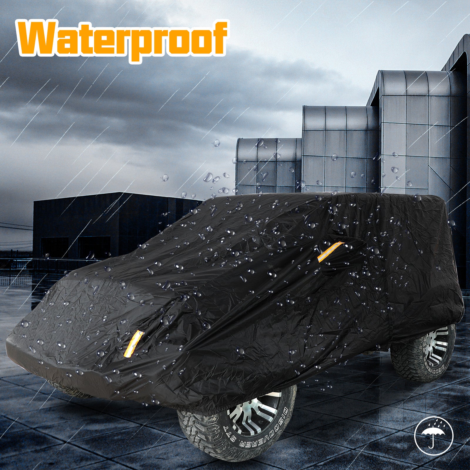 Jeep Wrangler 2-Door Black Car Cover for 1987-2026 Jeep Wrangler YJ TJ LJ JK JL