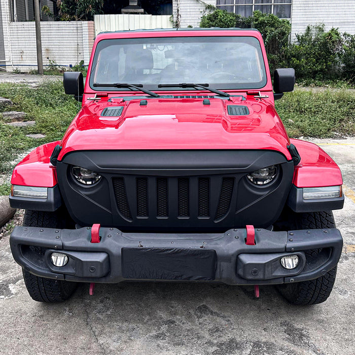 Jeep Grille (Transformers) with Mesh Matte Black Grid for 2018-2024 Jeep Wrangler JL JLU & Jeep Gladiator JT