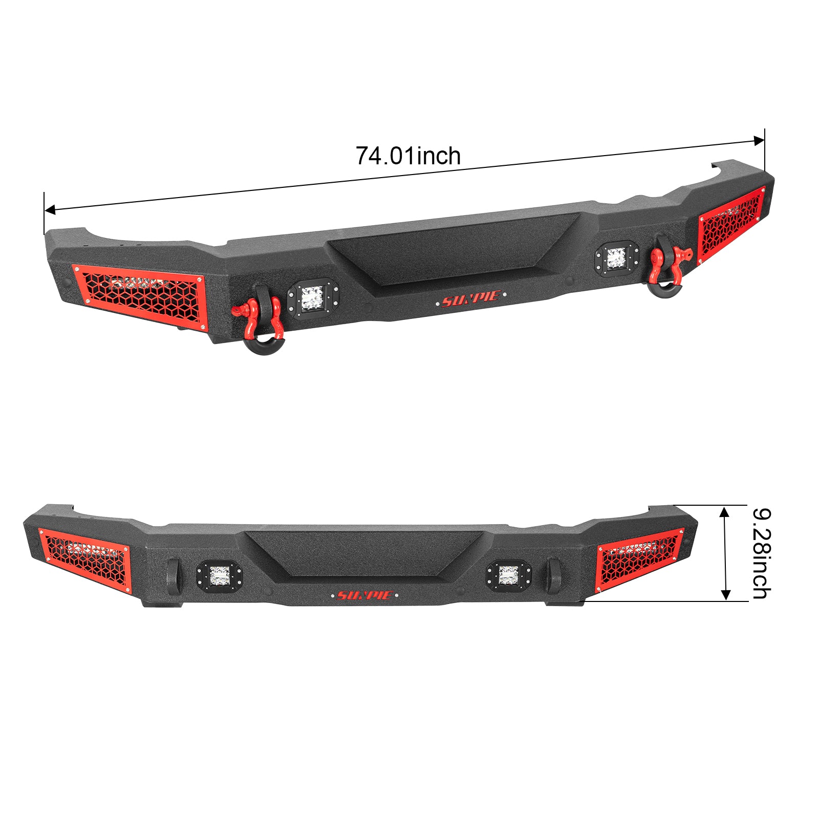 Ford Bronco Steel Front and Rear Bumpers Combo with Offroad Lights & D-rings &  Sensor Mounting Hole