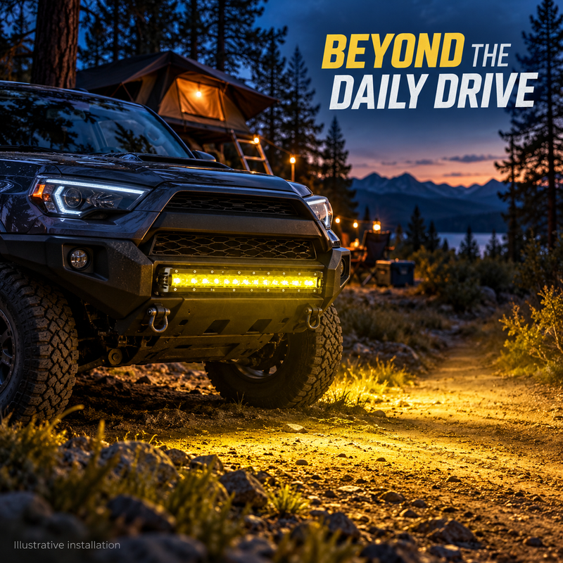Yellow Single-Row LED Off-Road Light Bar with Mounting Brackets, 7–48 Inch