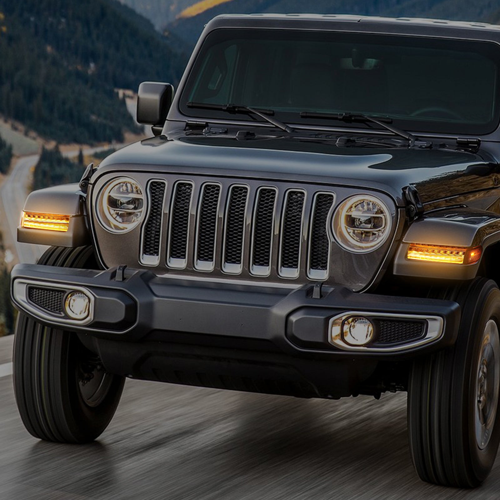 LED Fender & Side Marker Lights with Dynamic Welcome Sequence, Integrated DRL & Turn Signals for '18-'26 Jeep Wrangler JL 4xe Gladiator (Not suitable for sports)