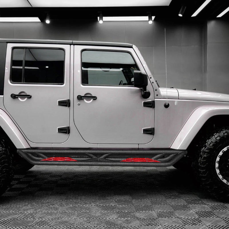 '07-'18 Jeep Wrangler JKU 4 Door Black Carbon Steel Side Steps & Running Boards (2PCS)