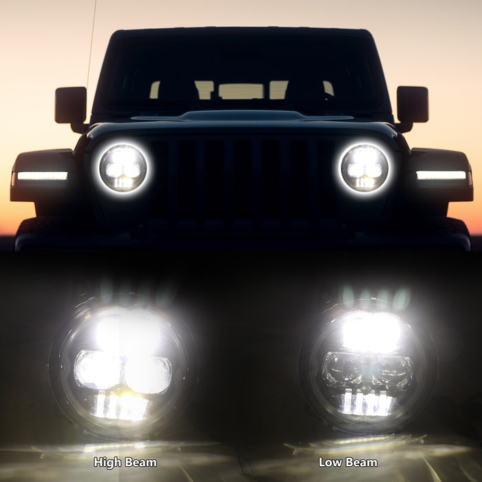 9 inch Rotating Series RGB Halo Headlights with DRL & Turn Signal for Jeep Wrangler JL/JLU & Jeep Gladiator JT (2Pcs/Set)