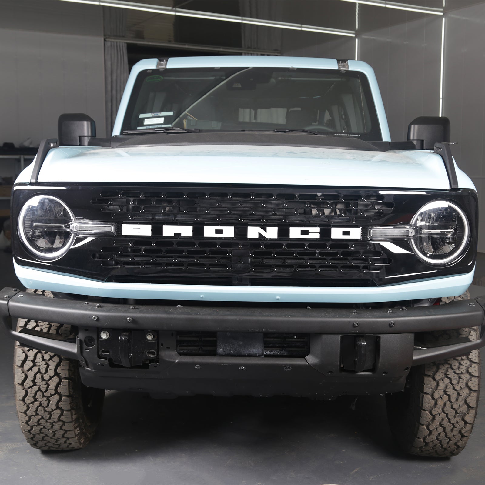 Ford Bronco Grille ABS Plastic White Black W/Letters and Camera Hole for 2021-2026 Ford Bronco