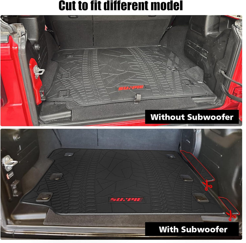 Heavy-Duty Rubber Cargo Mat for 2018–2026 Jeep Wrangler JLU 4-Door – Non-Slip, Odorless Cargo Liner