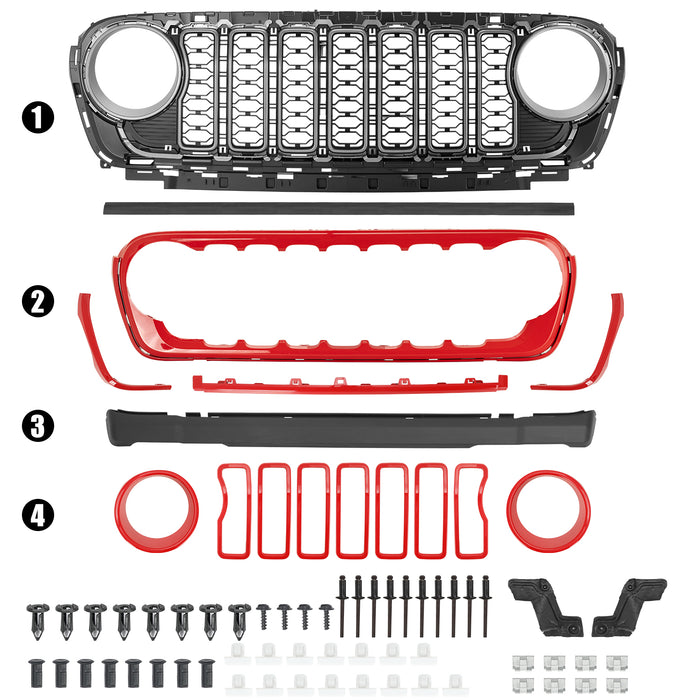 Modular ABS Jeep Front Grille | Fits '18-'25 Jeep Wrangler JL JLU 4xe & Gladiator | Available in 5 Colors
