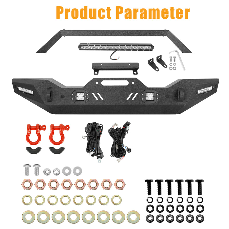 '18-'26 Jeep Wrangler JL/JLU 4xe 2/4 Door Front & Rear Bumpers Combo Kit with Sensor Hole